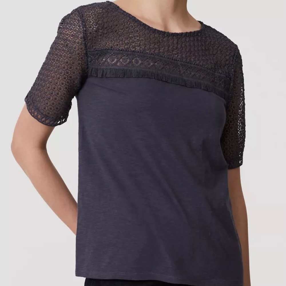 Loft T-shirt w/ Lace Details at Top & Sleeves XL